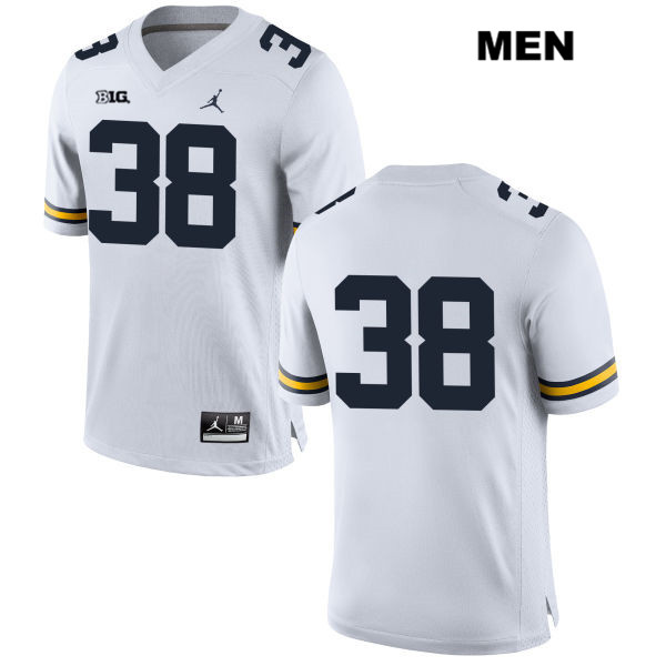 Men's NCAA Michigan Wolverines Ethan Deland #38 No Name White Jordan Brand Authentic Stitched Football College Jersey OD25A57MN